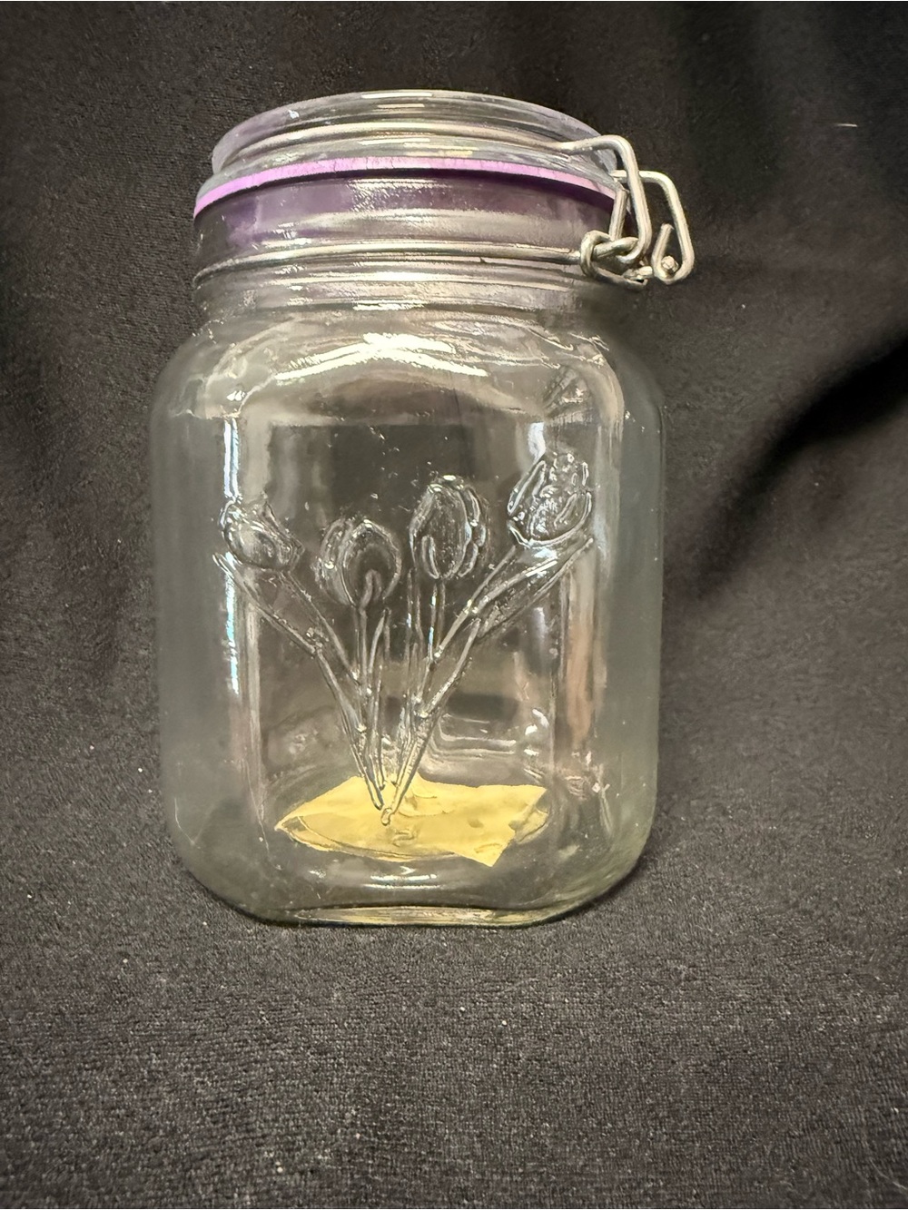 Tulip design Anchor Hocking Clear Glass bale closure Jar 1.1 L with seal